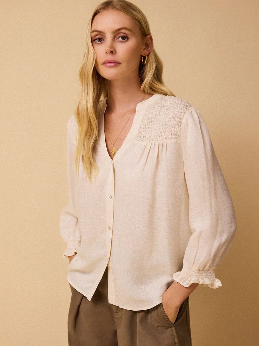 Rhys Silk Blend Blouse - Ecru BY IRIS  Regular price£145.00