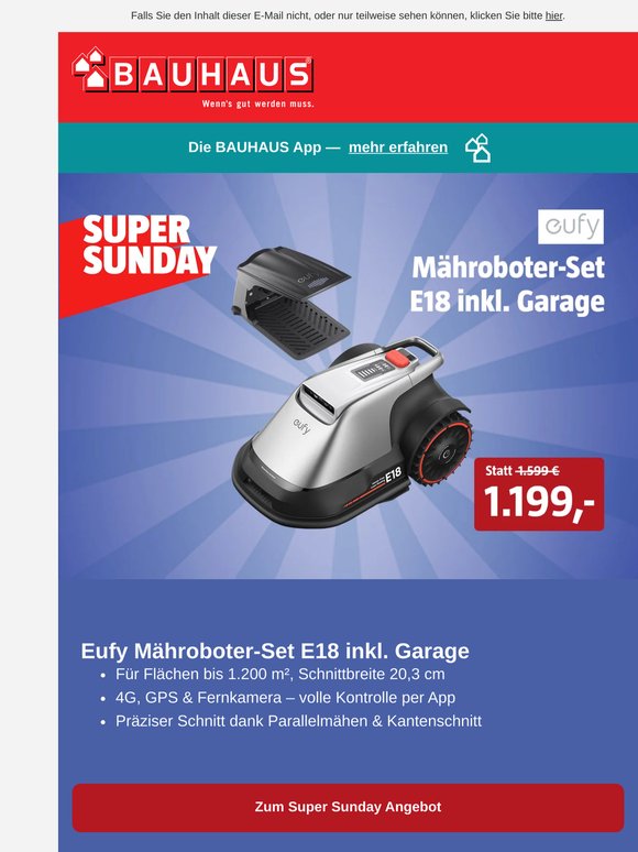 400 € sparen: Heute Mähroboter-Set im Super Sunday