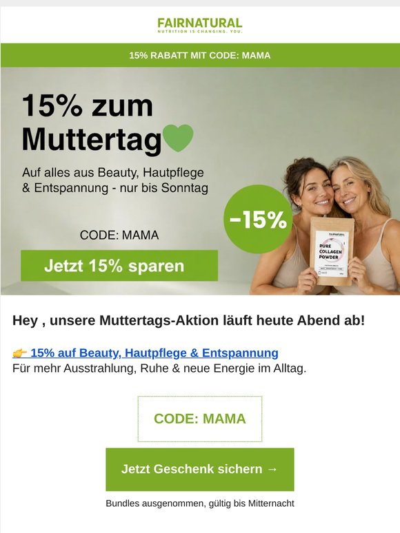 Muttertag: Jetzt 15% sparen!