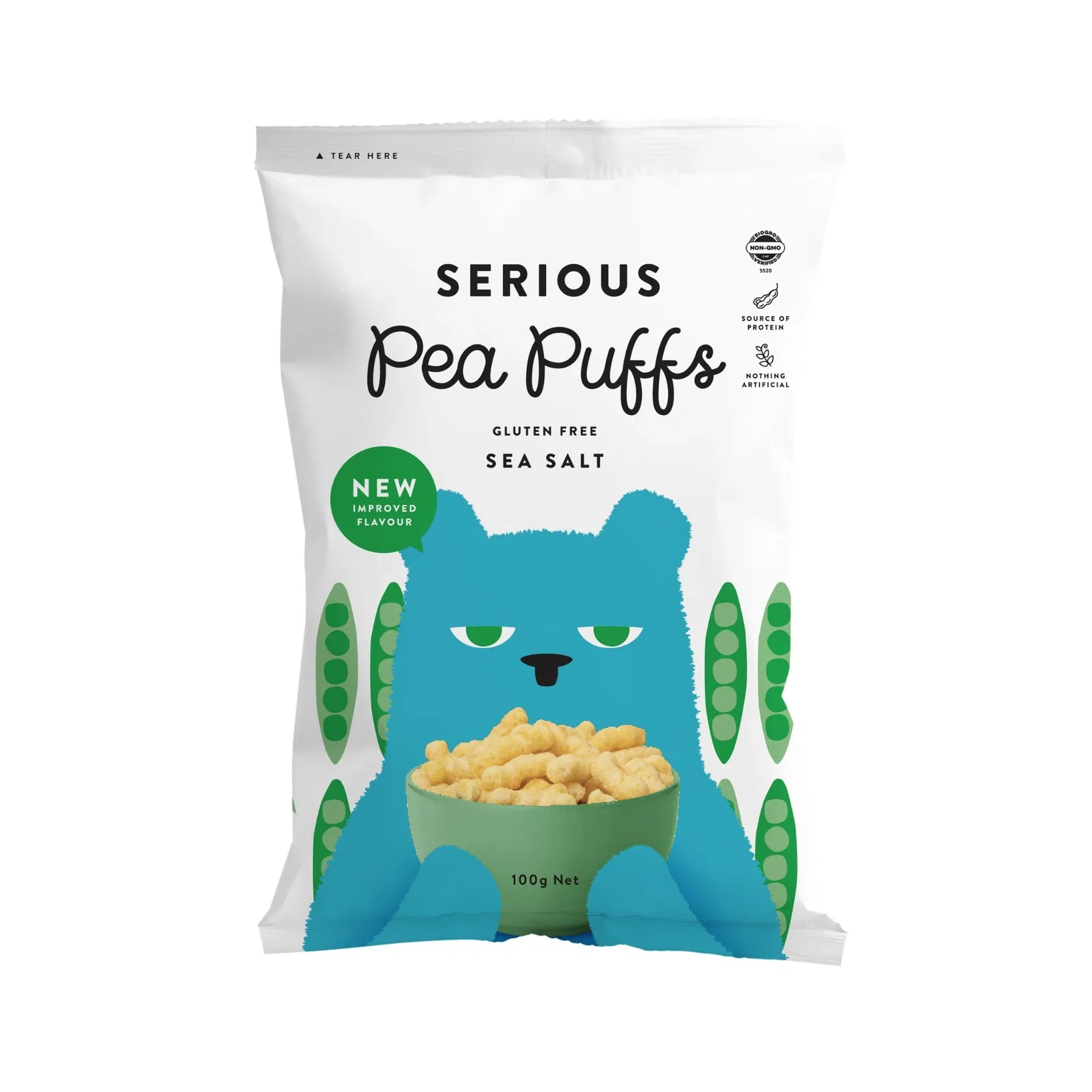 Image of Serious Food Serious Puffs Pea Sea Salt 100g
