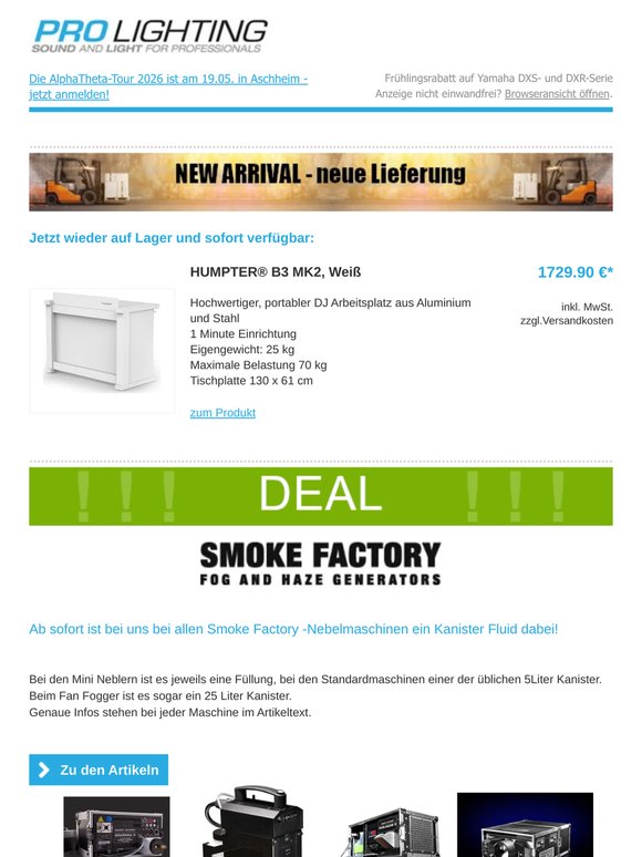 NEUE eurolite TMHs | Smoke Factory - Kanister Deal | jetzt lieferbar: Elation KL FRESNEL IP