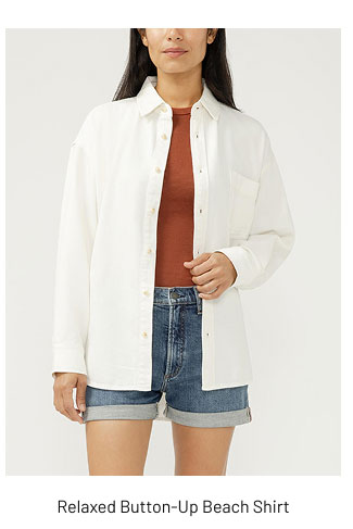 Relaxed Button-Up Beach Shirt