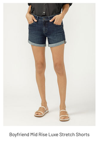 Boyfriend Mid Rise Luxe Stretch Shorts
