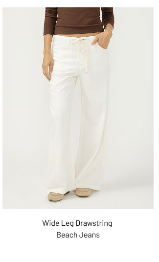 Wide Leg Drawstring Beach Jeans