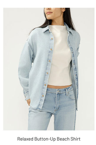 Relaxed Button-Up Beach Shirt