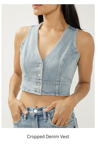 Cropped Denim Vest