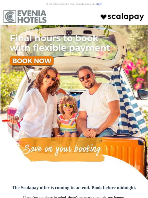 Ends today: book now, pay later