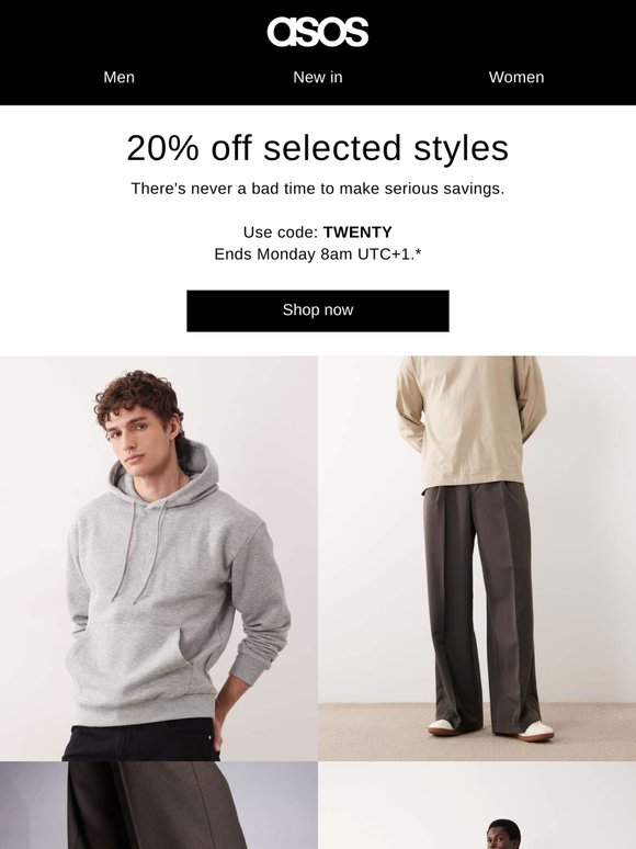 20% off selected styles