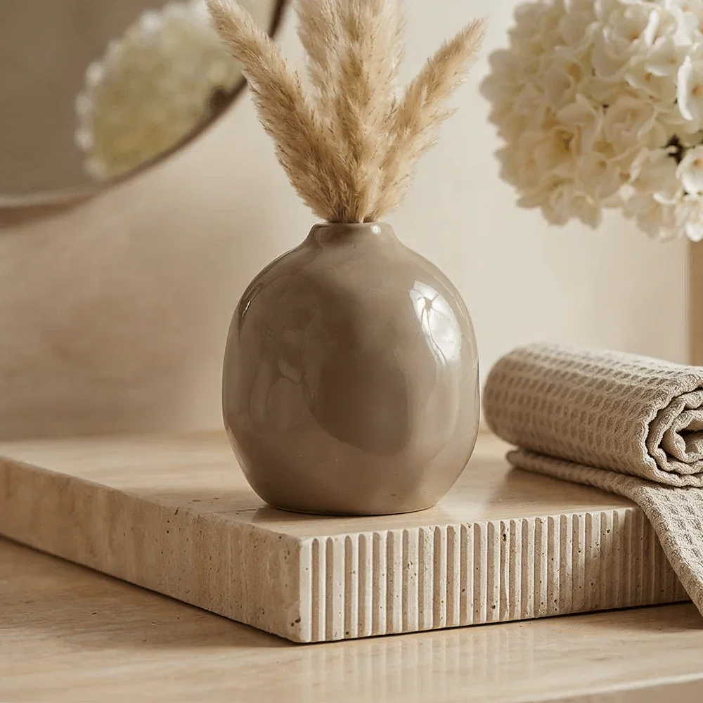Maja Mini Taupe Decorative Round Vase