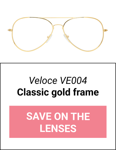 Veloce VE004. Classic gold frame. Save on the Lenses