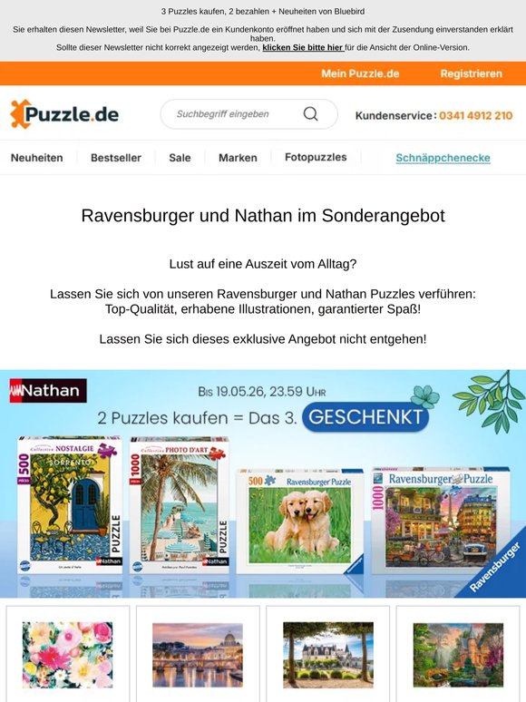 3 Puzzles kaufen, 2 bezahlen + Neuheiten von Bluebird