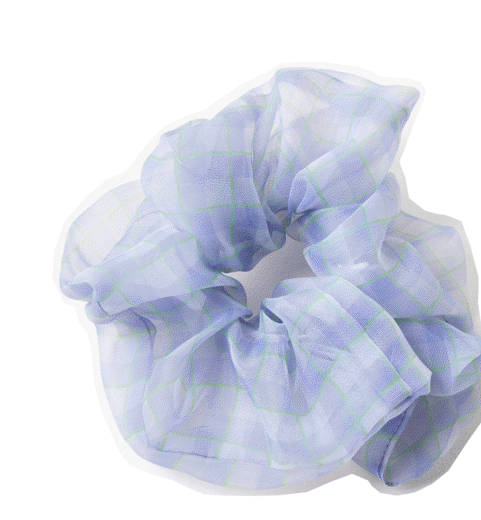 Quincy Blue Checked Sheer Scrunchie