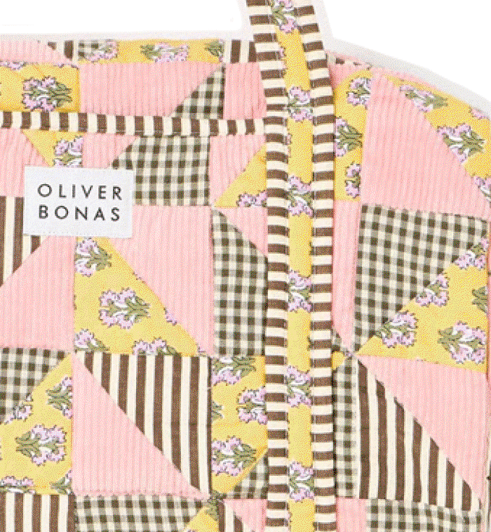 Emily Pink & Brown Patchwork Corduroy Quilted Bag