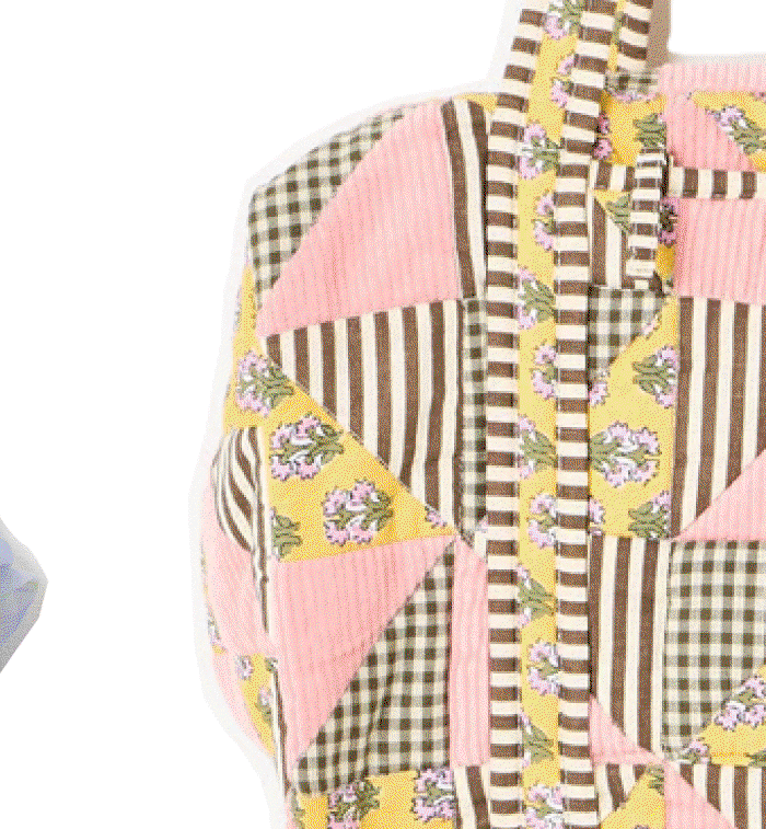 Emily Pink & Brown Patchwork Corduroy Quilted Bag