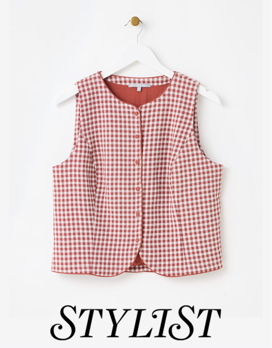 Brown Gingham Tailored Waistcoat
