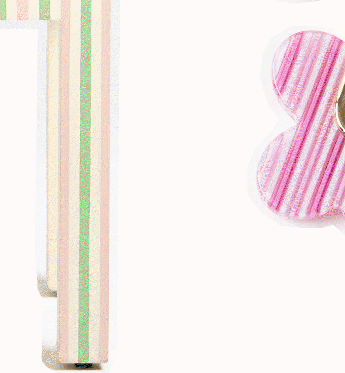 Gaia Pink Stripe Resin Flower Motif Hoop Earrings