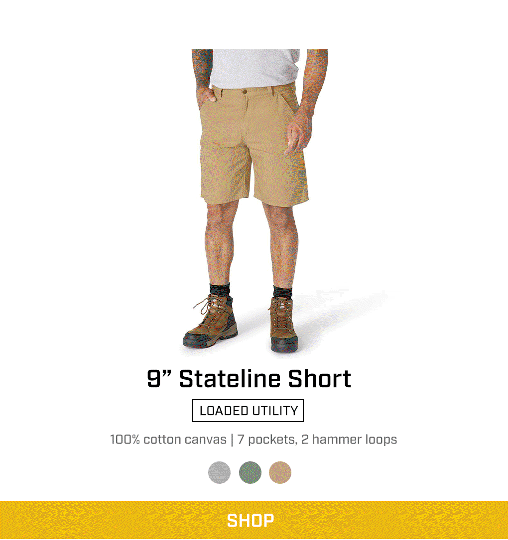 A khaki version of the Carhartt 107420 stateline short.