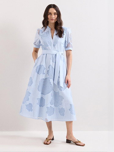 Queenie Blue Floral Swing Dress