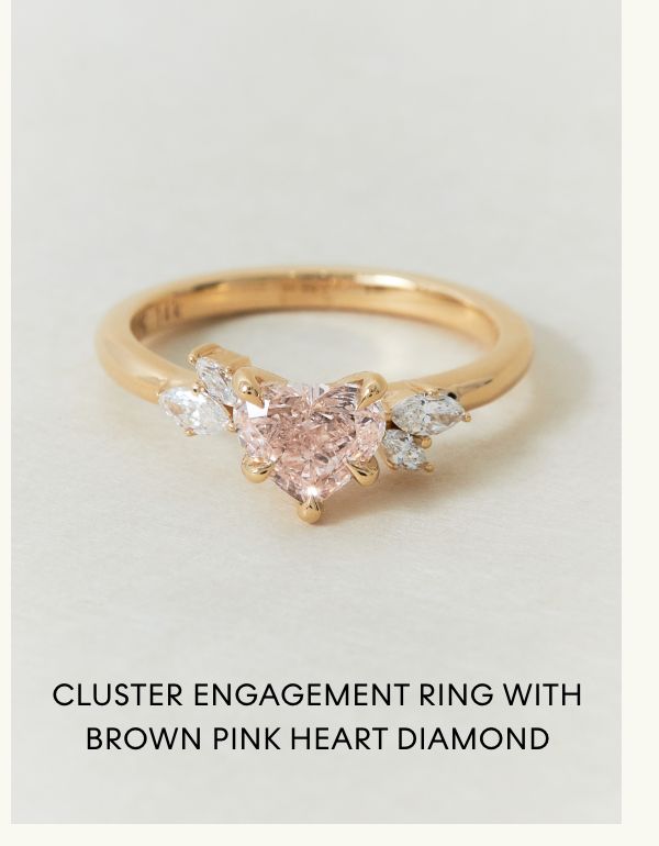 Cluster Engagement Ring with Pink Heart Diamond