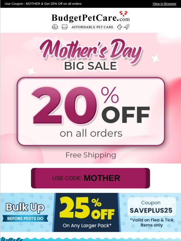 Cheers to Pet Moms 🐾 25% Off Nexgard, Bravecto, Revolution & More!