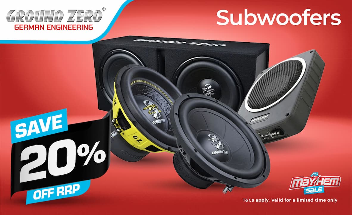 SAVE 20% OFF GROUND ZERO SUBWOOFERS