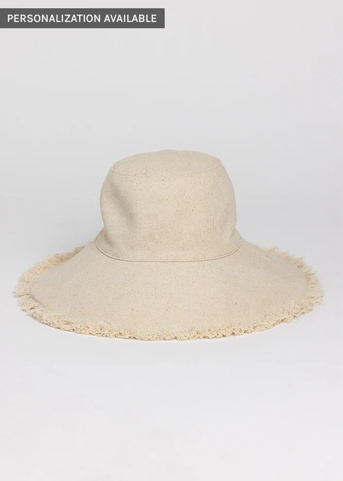 Image of Fringed Canvas Packable Sun Hat