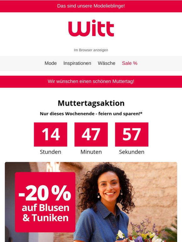 🚨 Nur noch heute: -20% auf Blusen & Tuniken!
