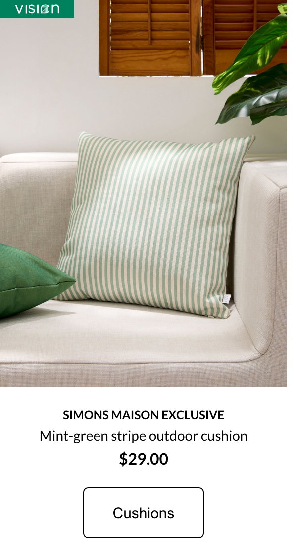 Vision Simons Maison exclusive Mint-green stripe outdoor cushion $29.00 CUSHIONS