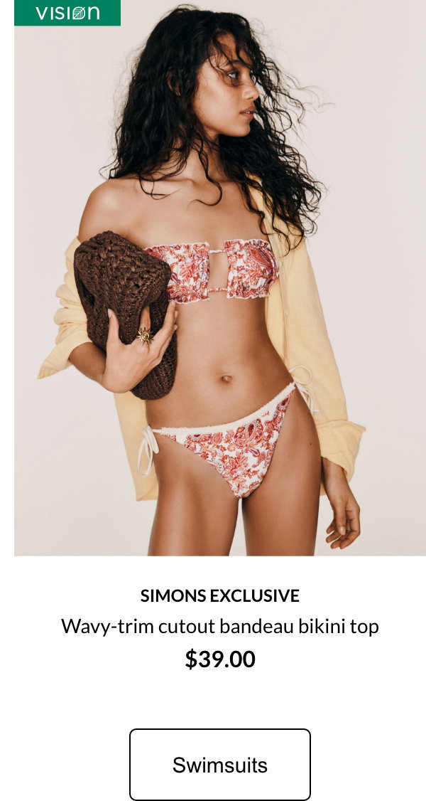 Vision Simons exclusive Wavy-trim openwork bandeau bikini top $39.00 SWIMSUITS