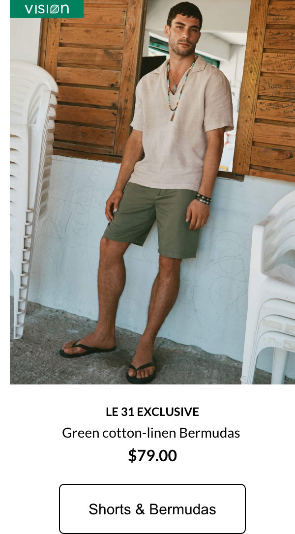 Vision Le 31 exclusive Green cotton-linen Bermudas $79.00 SHORTS & BERMUDAS
