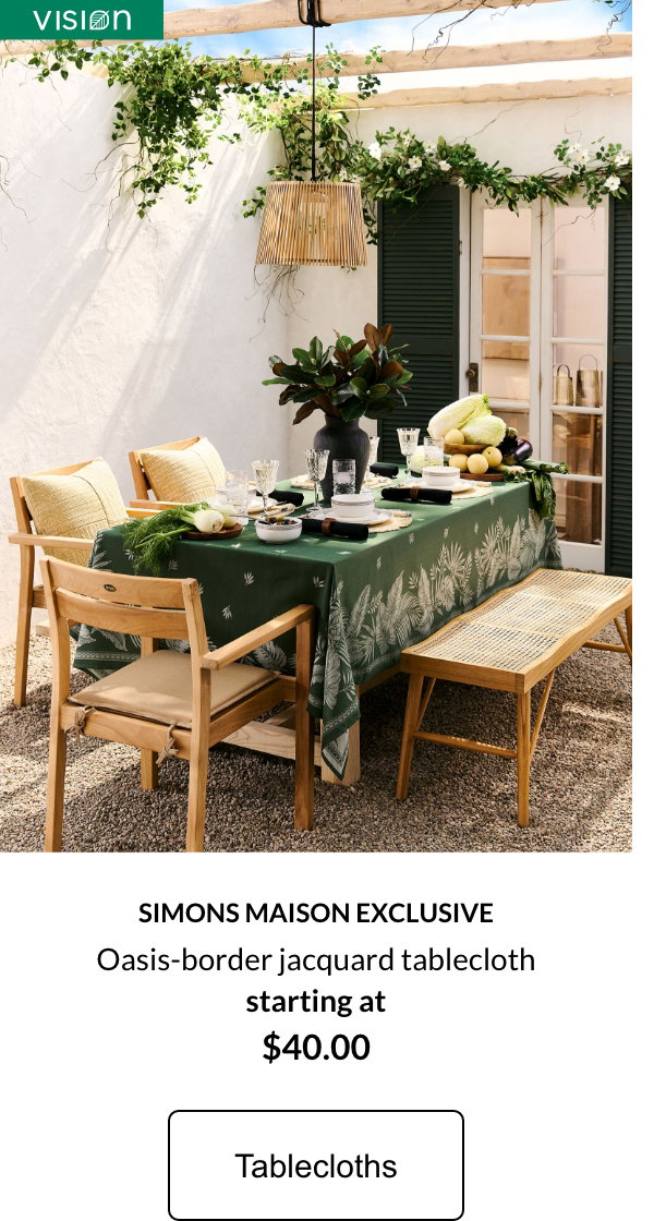 Vision Simons Maison exclusive Oasis-border jacquard tablecloth starting at $40.00 TABLECLOTHS