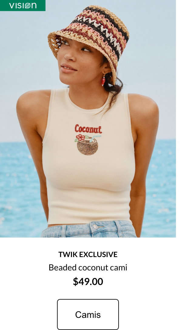 Vision Twik exclusive Beaded coconut cami $49.00 CAMIS