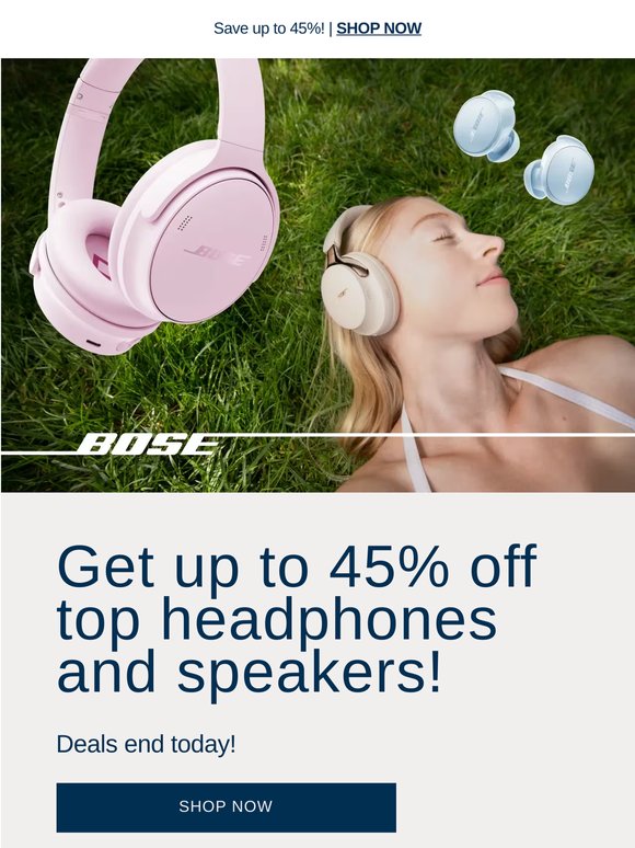 Ends today: up to 45% off headphones & speakers!