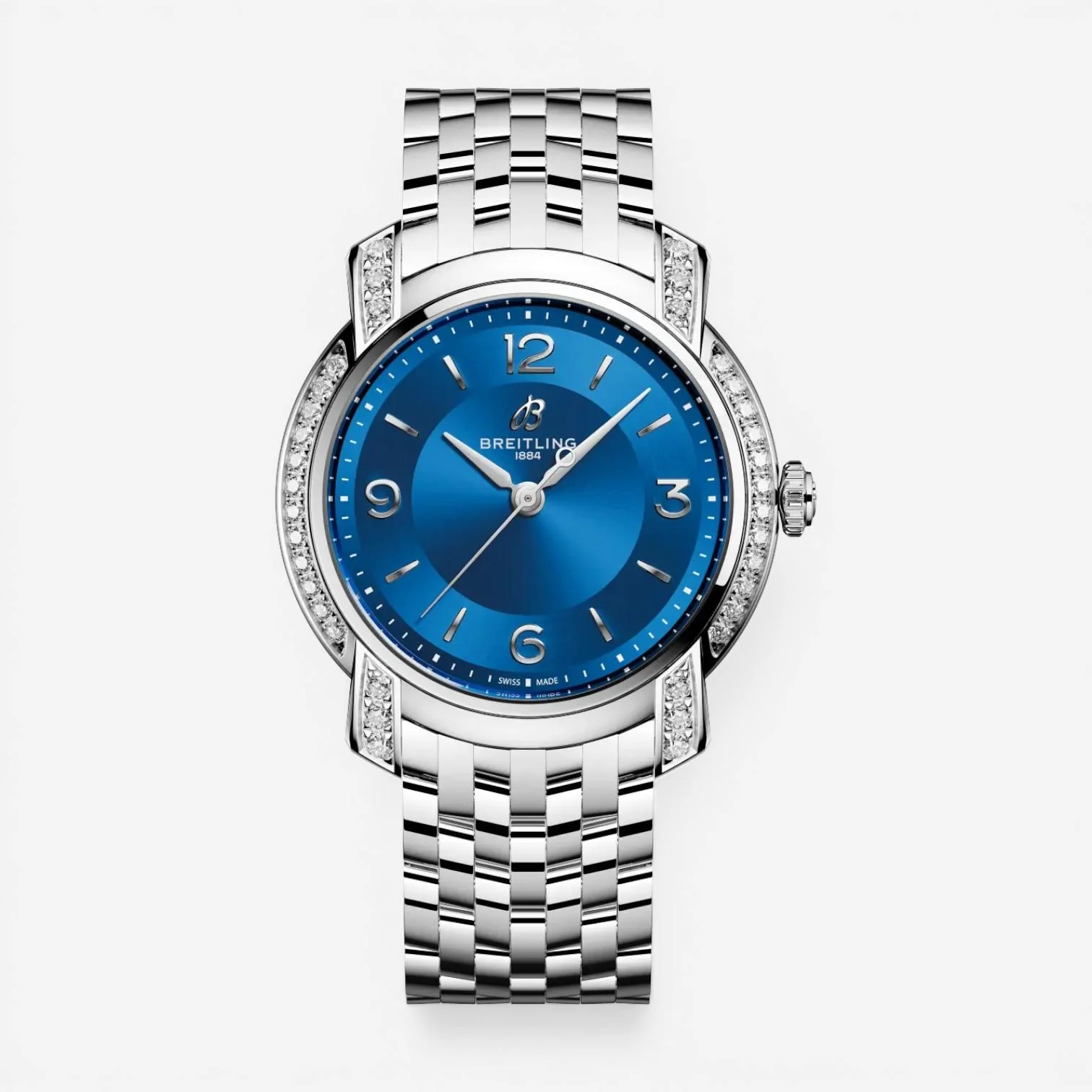 Image of Breitling Premier Stainless Steel Diamond Quartz Ladies Watch A77330671C1A1