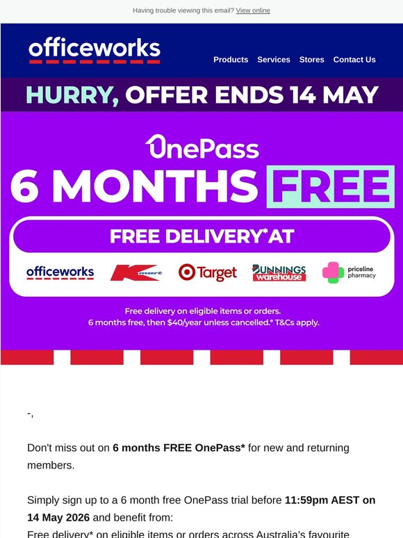 Don't miss out on 6 months FREE OnePass*