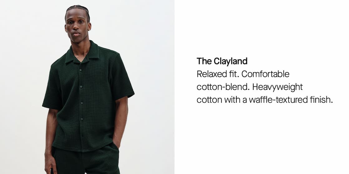 Clayland - Bottle Green Textured Waffle Short-Sleeve Shirt