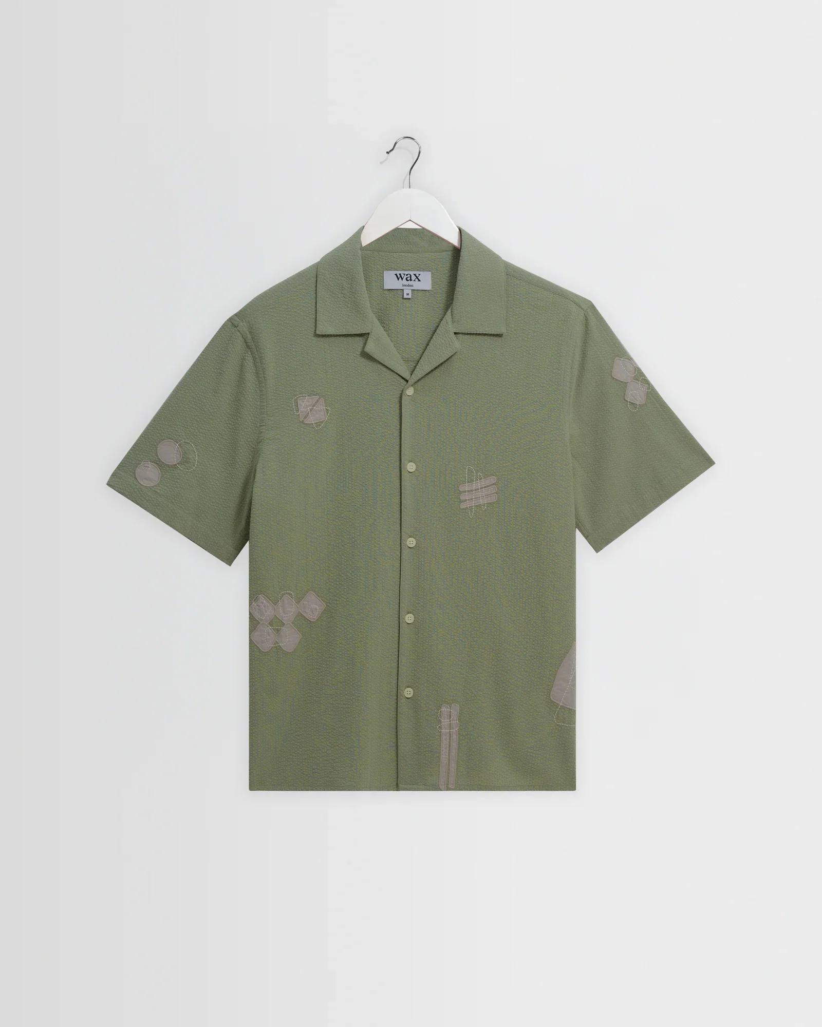 Didcot - Sage And Ecru Scribble Applique Short-Sleeve Shirt