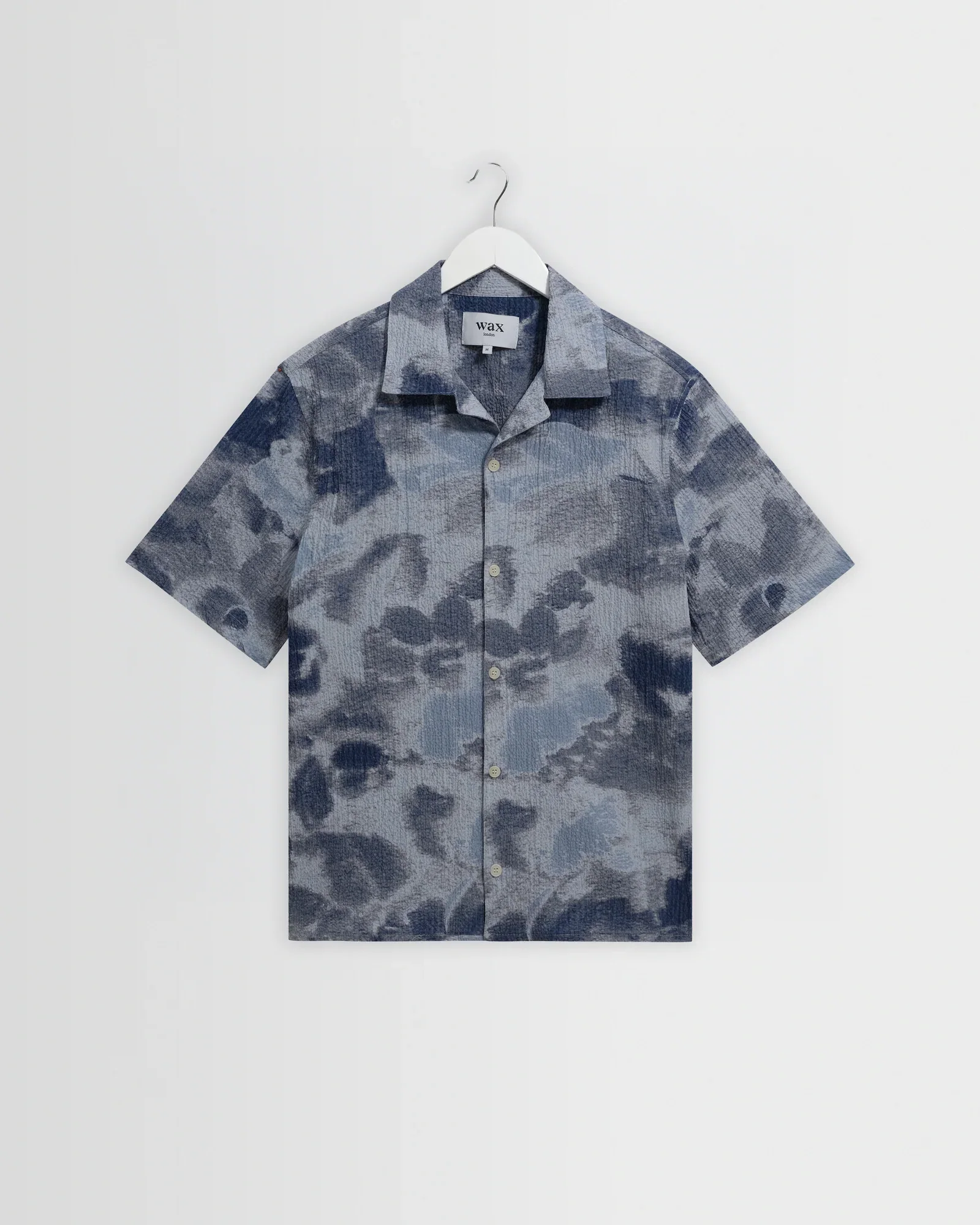 Didcot - Blue Watercolour Print Short-Sleeve Shirt