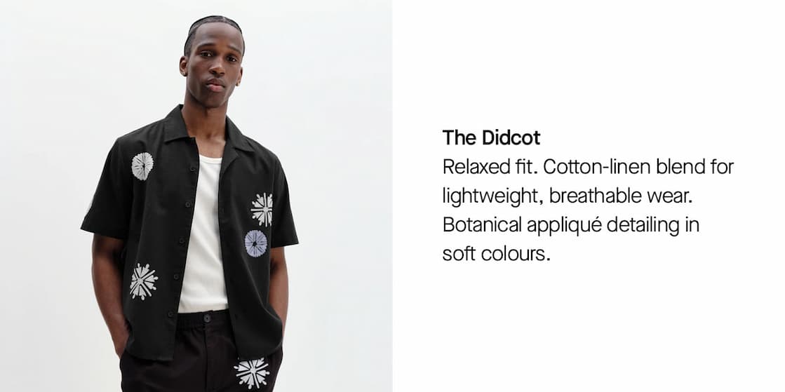 Didcot - Black And Multicolour Round Applique Short-Sleeve Shirt
