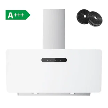 CIARRA 90cm Smart Glass Angled White Cooker Hood Kitchen Extractor Hood CBCW9736K-OW