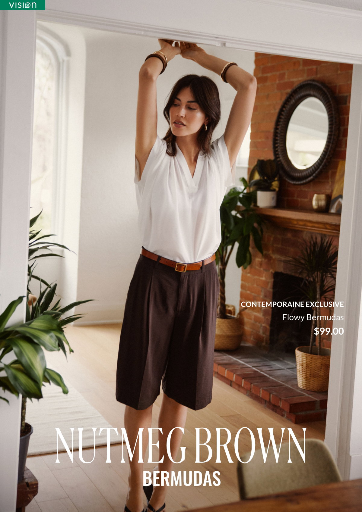 Nutmeg Brown Bermudas. Flowy Bermudas à 99$