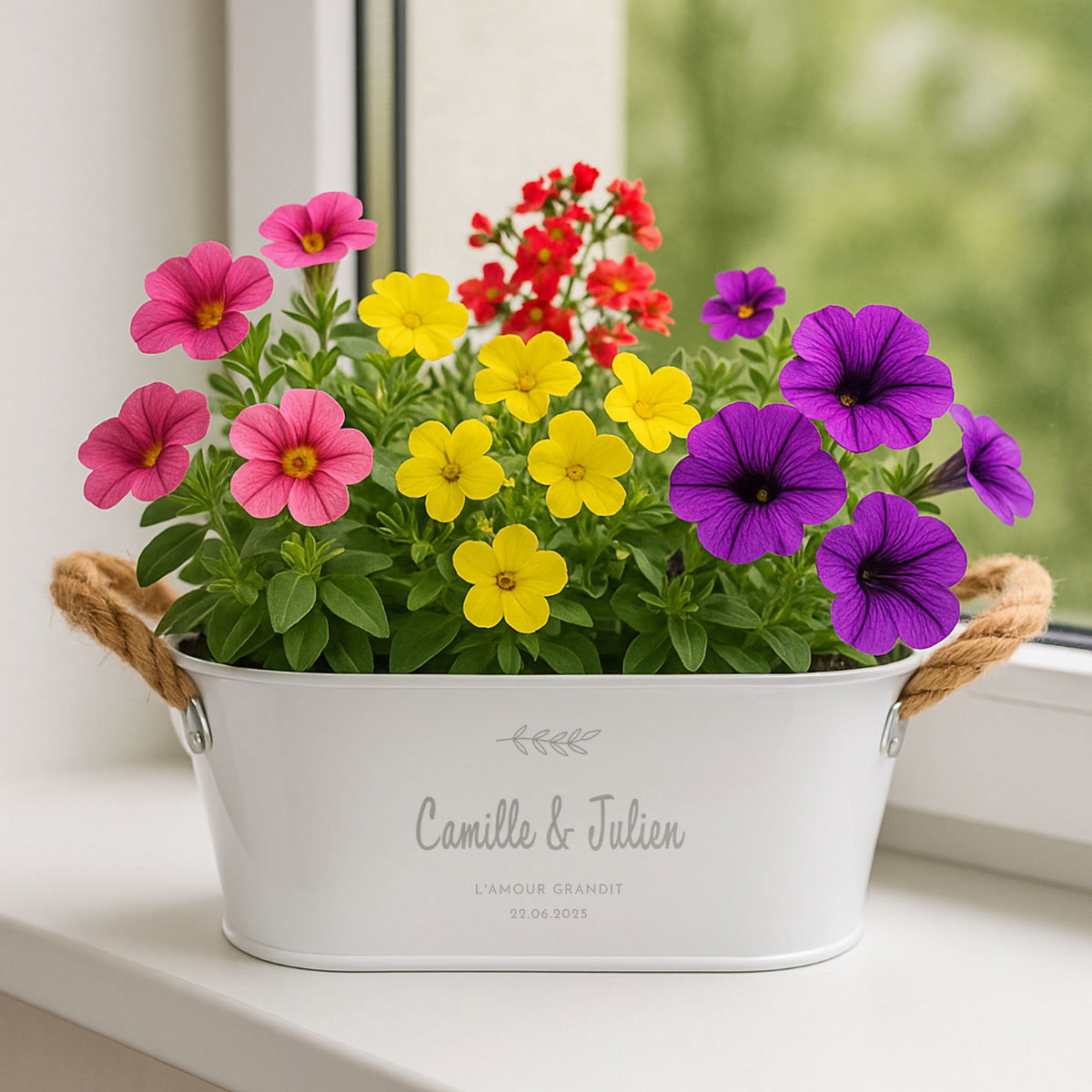 Image of Jardinière personnalisée avec symbole et texte