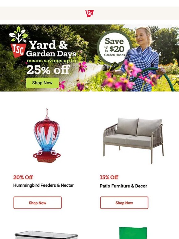 Yard & Garden Days Ends Today—Save Up to 25%