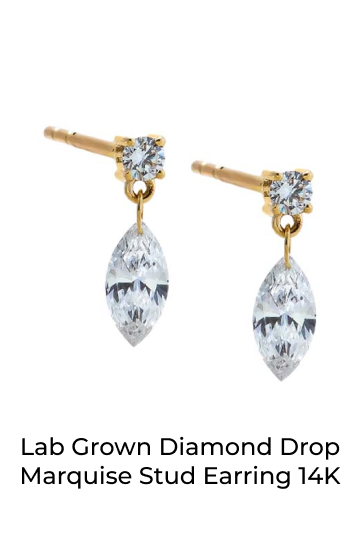 Lab Grown Diamond Drop Marquise Stud Earring 14K