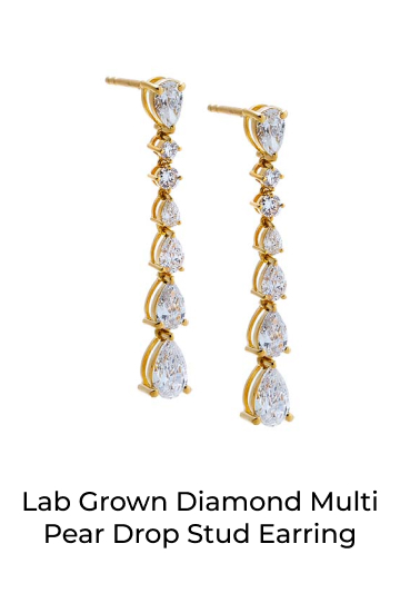 Lab Grown Diamond Multi Pear Drop Stud Earring