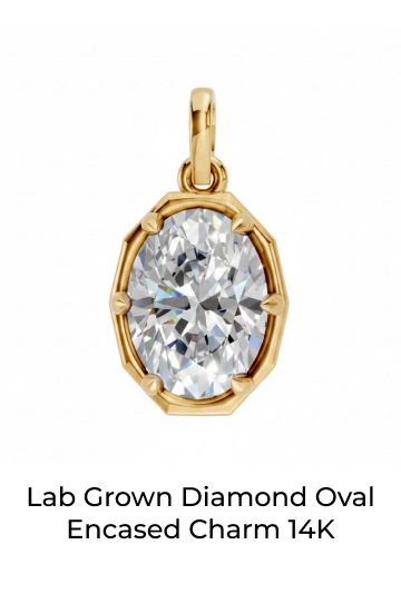 Lab Grown Diamond Oval Encased Charm 14K