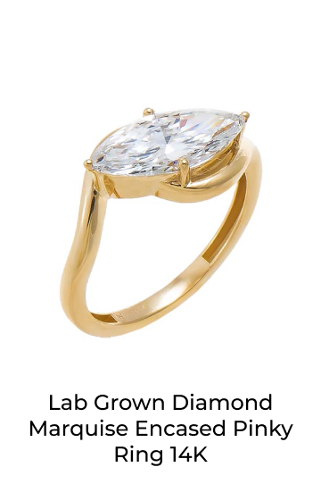 Lab Grown Diamond Marquise Encased Pinky Ring 14K