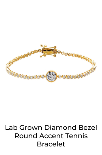 Lab Grown Diamond Bezel Round Accent Tennis Bracelet