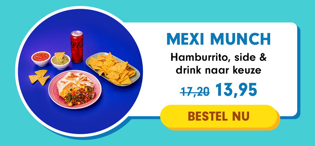 Hamburrito, side & drink naar keuze nu: 13,95