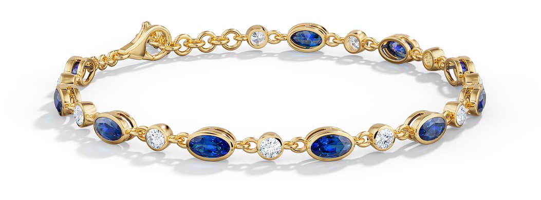 Alternating Blue Sapphire and Diamond Tennis Bracelet
